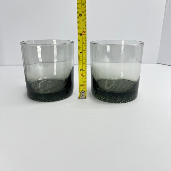 2 Smoke Grey MCM Tumblers Glass Drink Cup‎ Vintage Barware 3.5" x 3.25" - Picture 11 of 12